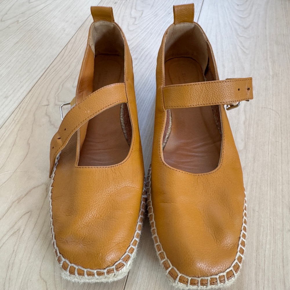 Everlane Yellow and Beige Leather Wedges